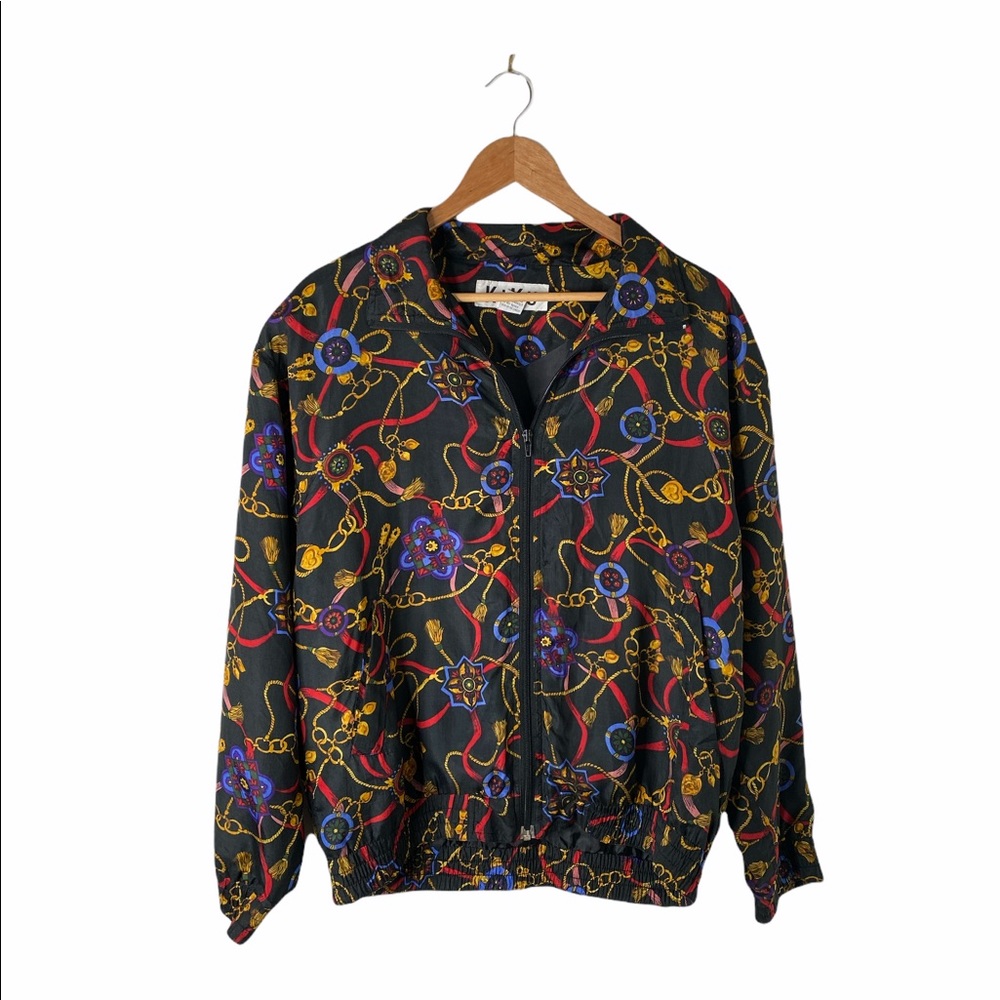 KiKu Vintage Printed Silk Jacket M